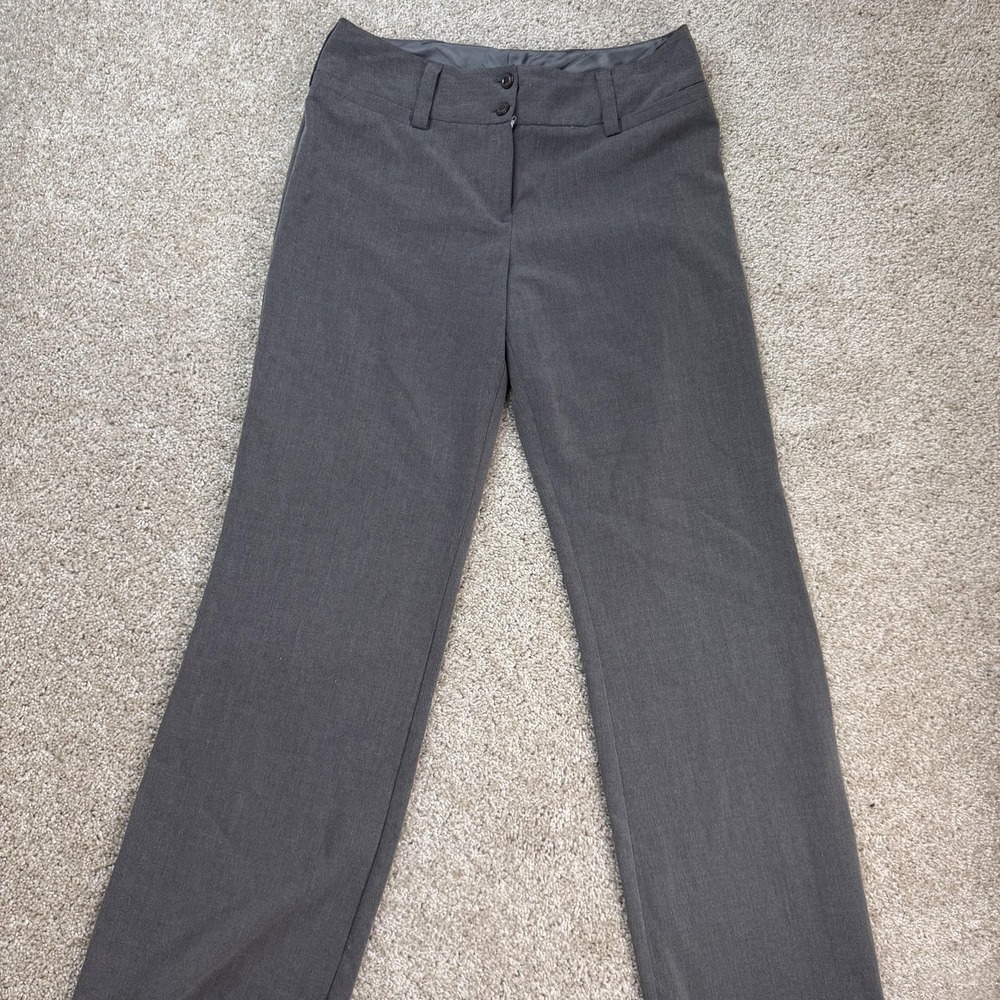 Y2K B.Wear Dress Pants Womens 9 Gray Twill Cambridge Lined Stretch Workwear